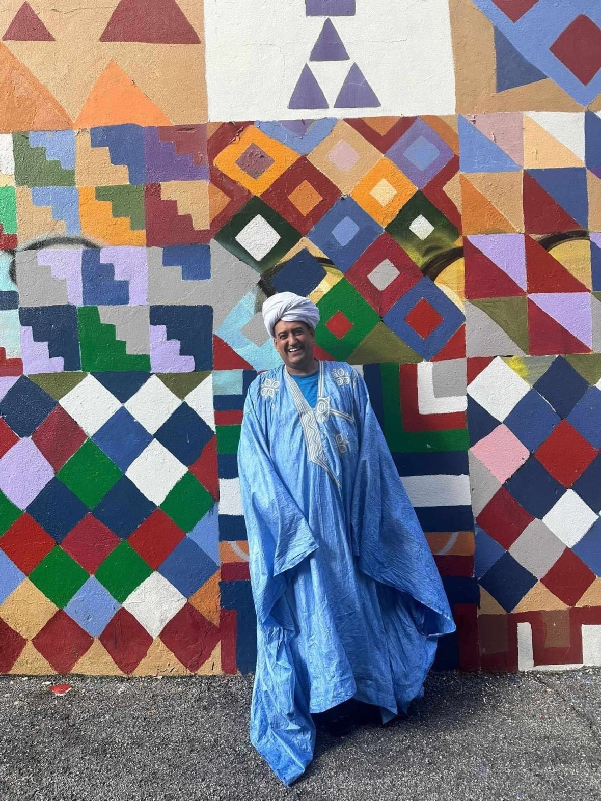 Atigh Ould in a traditional Mauritanian attire