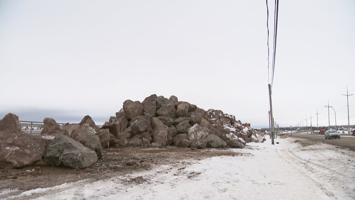 rocks by the side of a road