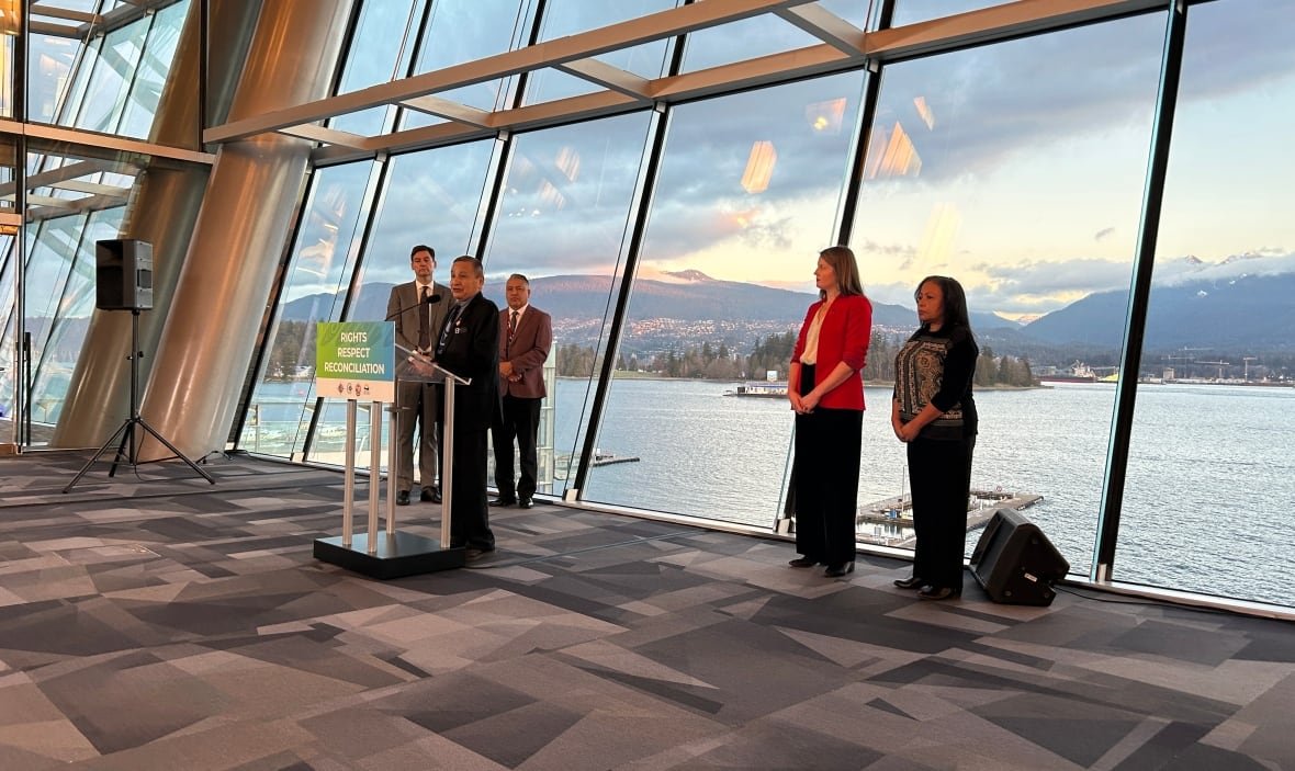 People at a podium.