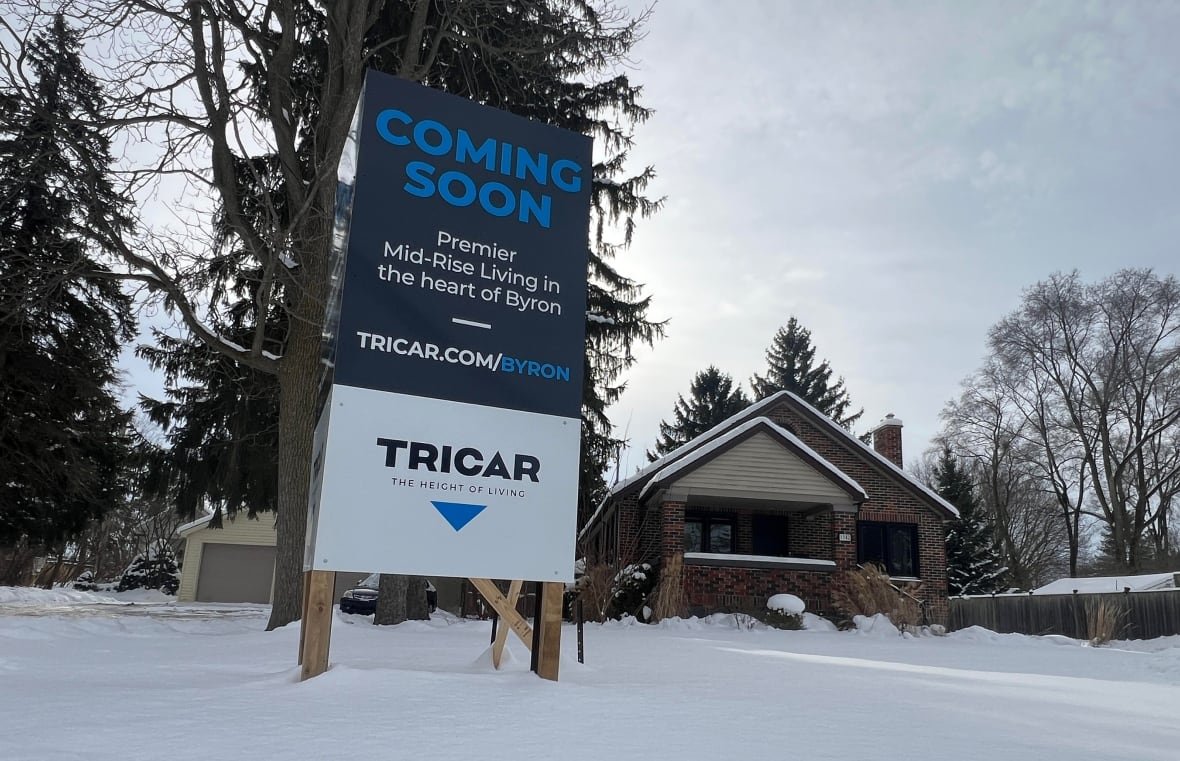 tricar-byron-development The six-storey residential building is proposed for 1378-1398 Commissioners Rd. W., a group of six lots, each with a single-family home.