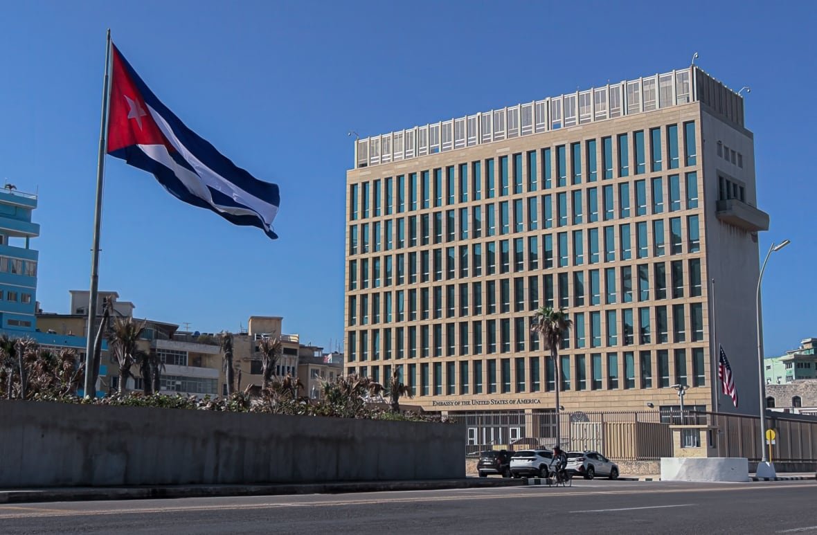 view-of-the-front-side-of-the-u-s-embassy-in-havana The front side of the U.S. Embassy in Havana, as seen in January 2025.