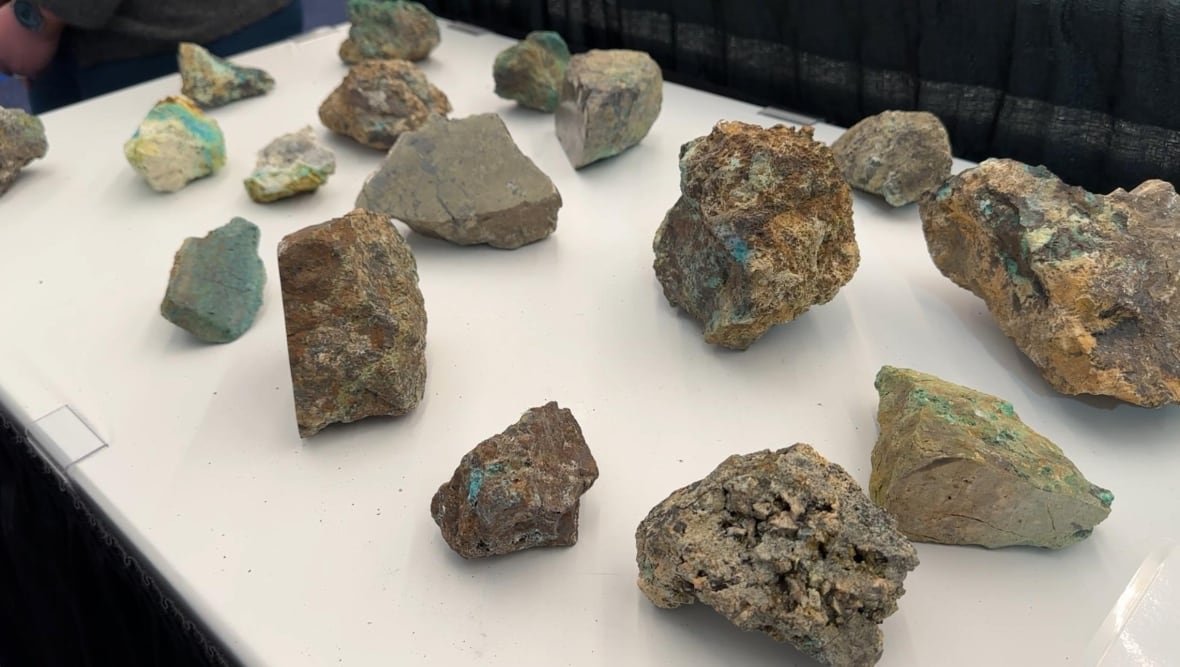 Various rocks on a white table