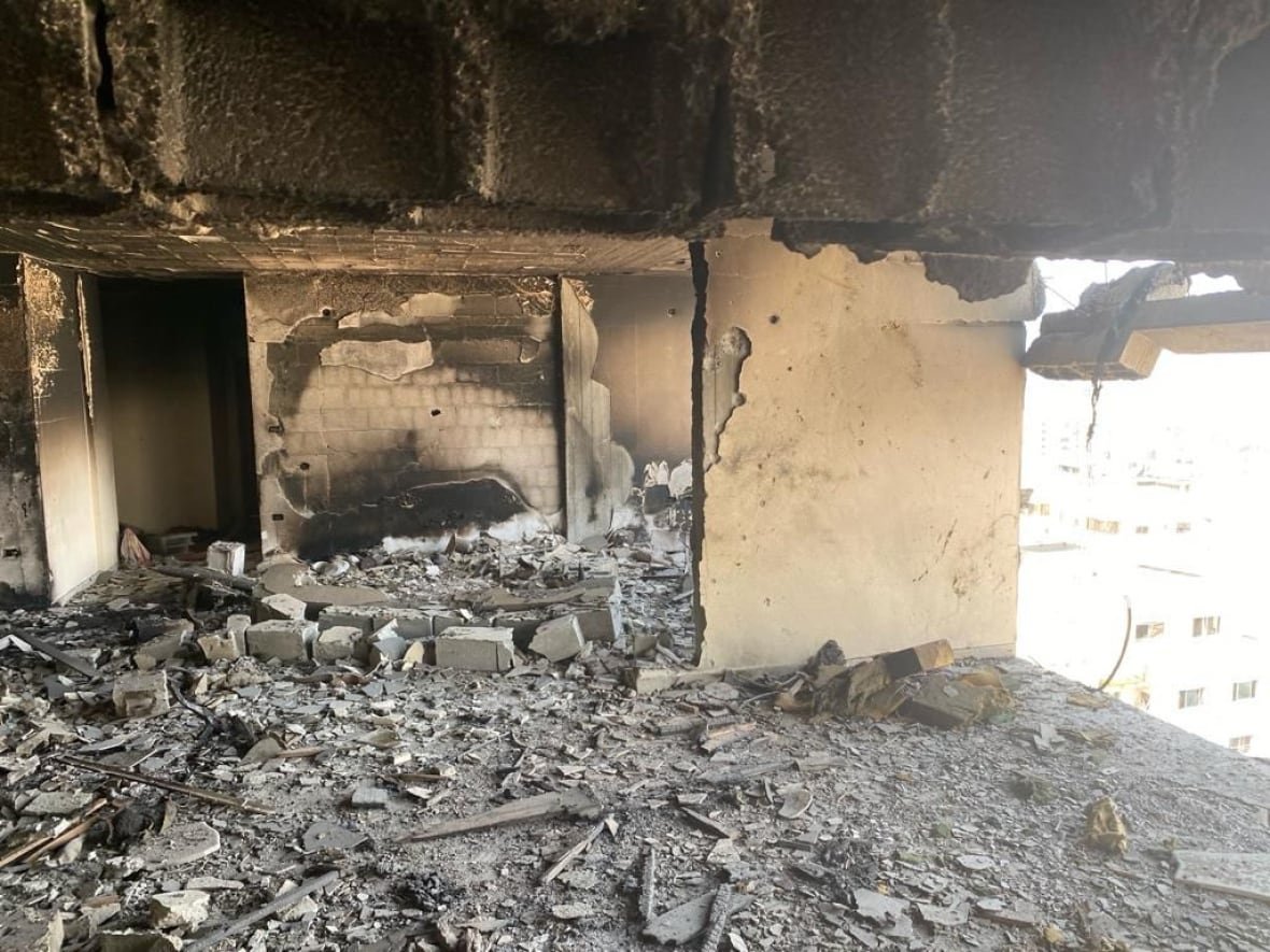 the remains of a concrete building in Gaza