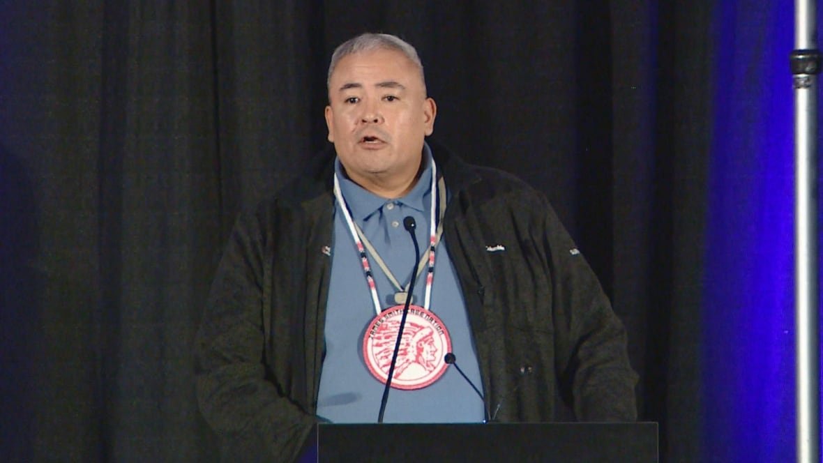 A man with a long beaded necklace and a collared shirt