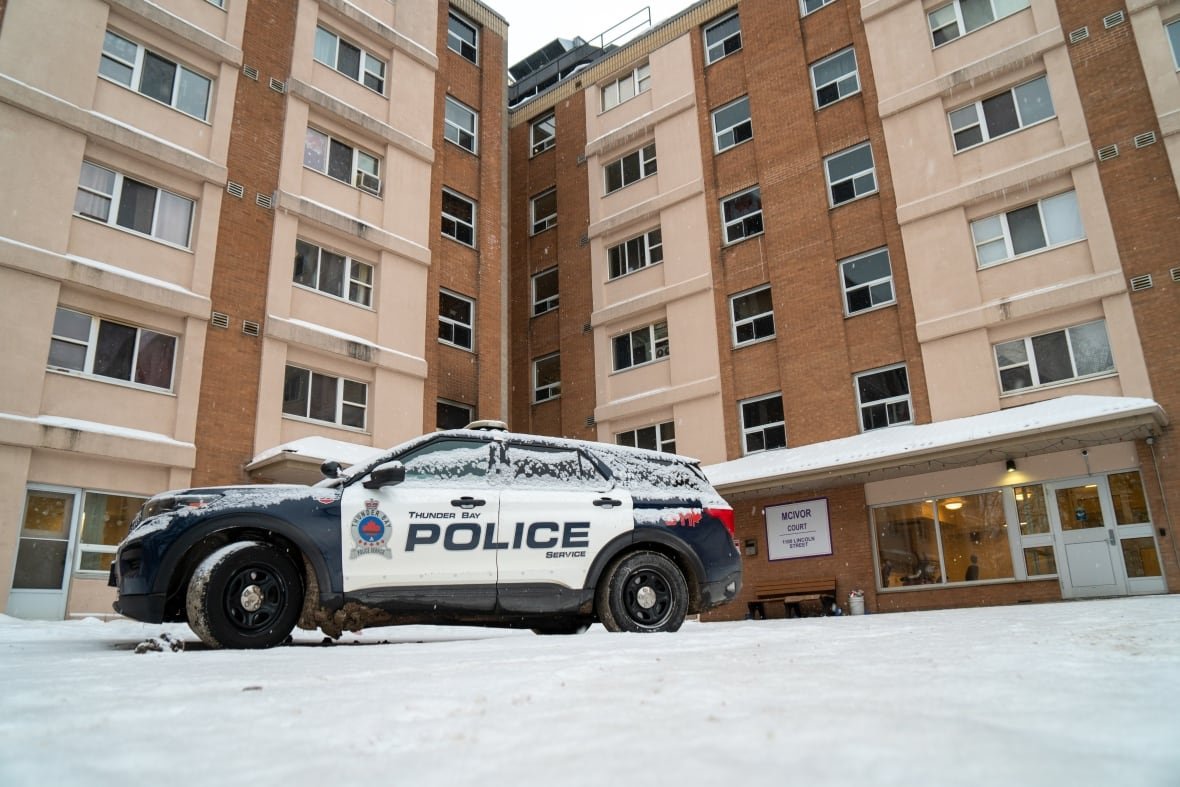 mcivor-court A police cruiser is seen parked outside the building.