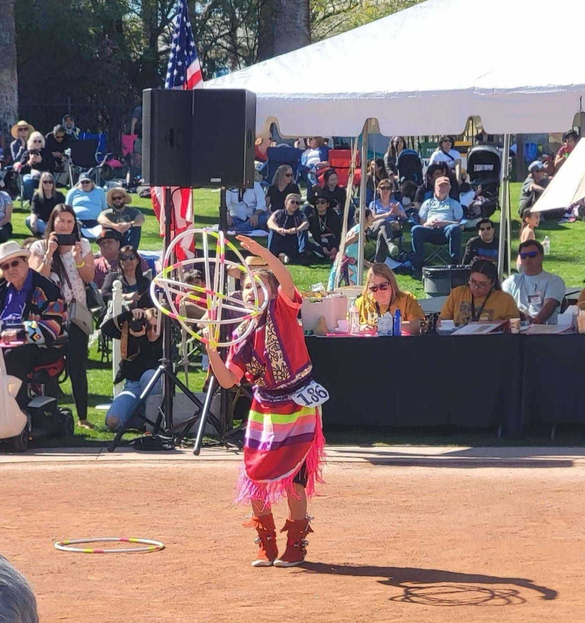 nakiyah-mason 7 year old Nakiyah Mason competes at the Hoop Dance World Championship in Phoenix, AZ
