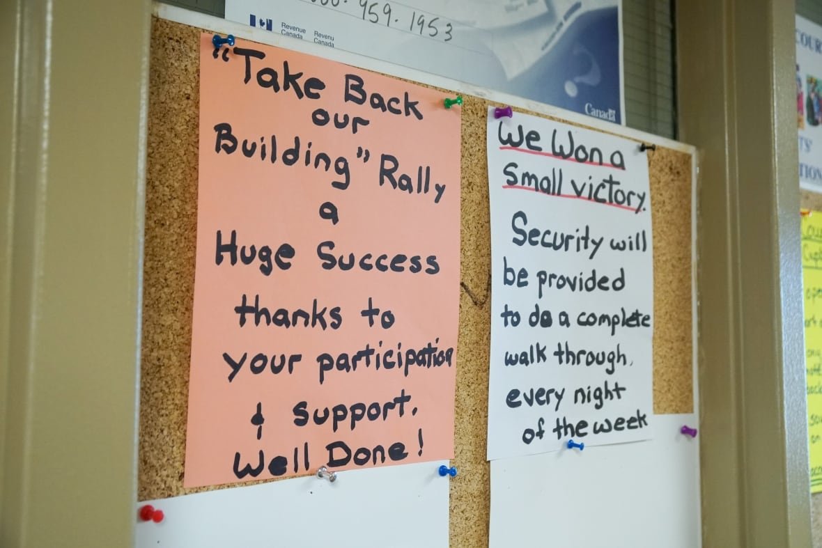 paterson-court-thunder-bay A photo of signs that read "Take back our building rally a huge success."