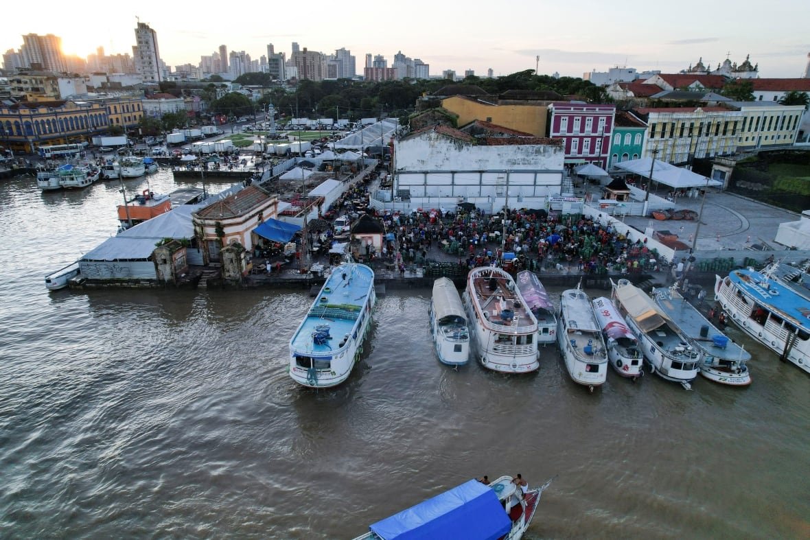 brazil-dailylife-belem A drone view shows the Ver-o-Peso market, while anticipation grows for this year's COP30 climate summit, which will be held in Belem, Brazil in November.