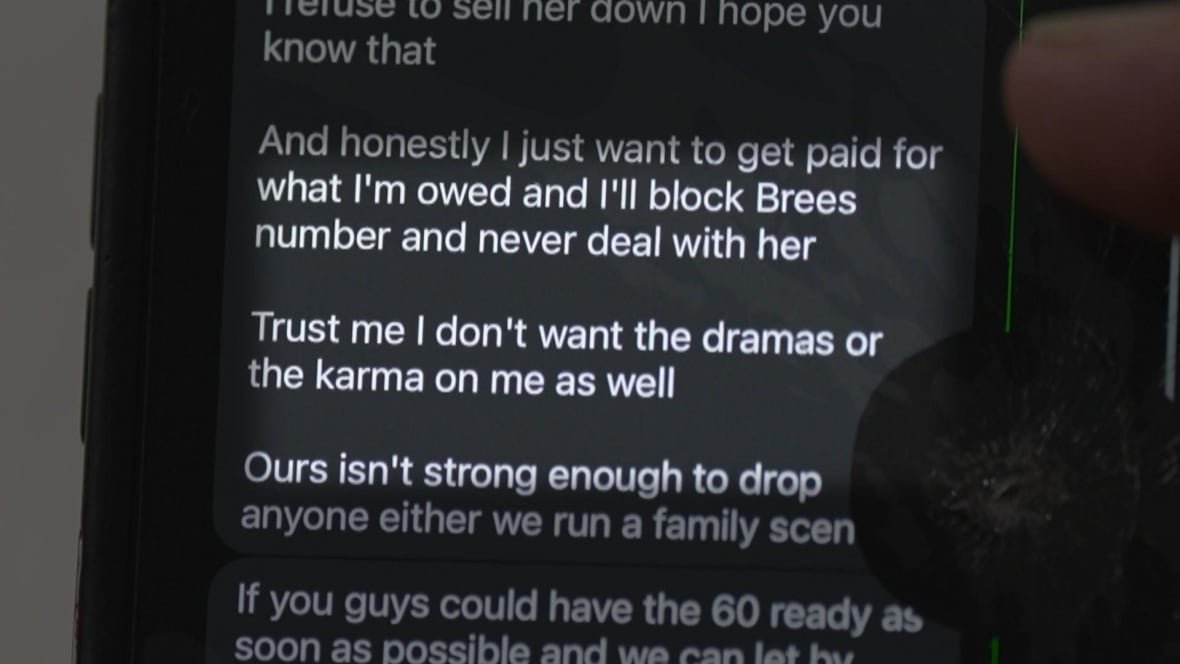 briana-martin-drug-text A partial screenshot of text messages reads 'And honest I just want to get paid for what I'm owed and I'll block Brees number and never deal with her Trust me I don't want the dramas or the karma on me as well Ours isn't strong enough to drop anyone either we run a family scent'. Further messages are blocked by a person's finger.