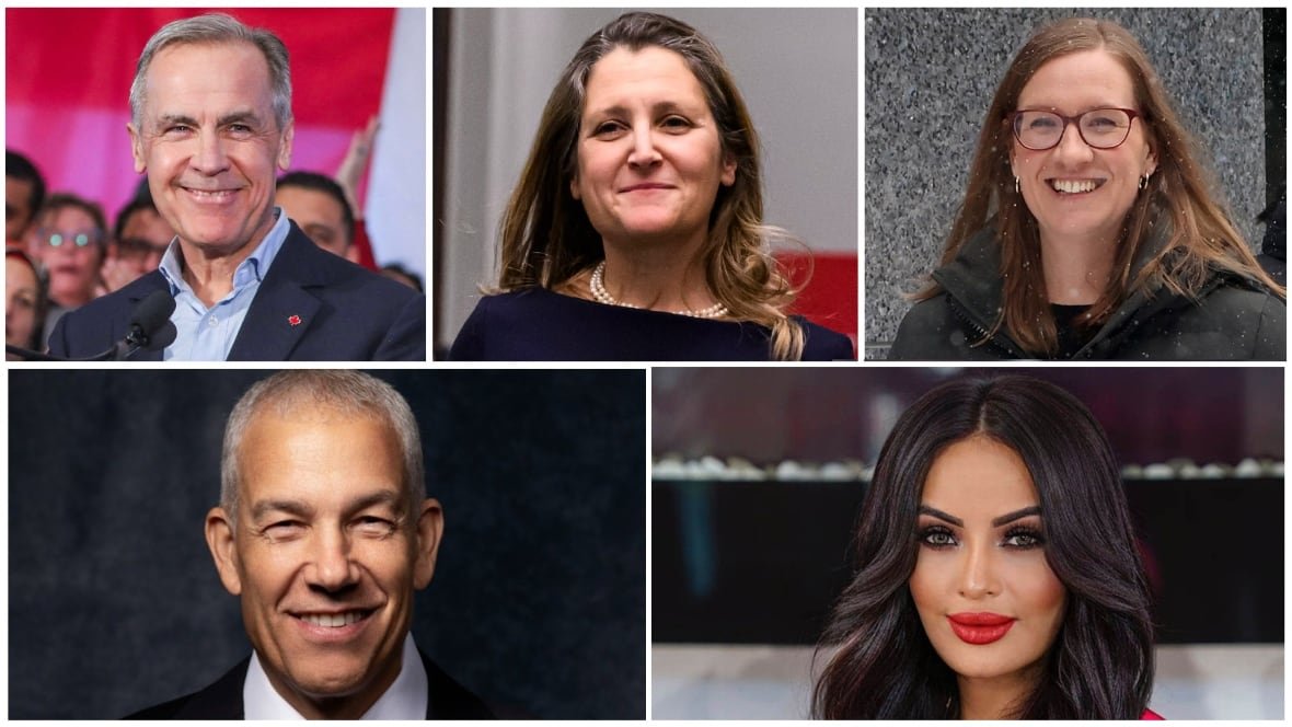 collage-5-liberal-leadership-candidates-1 Headshots of Mark Carney, Chrystia Freeland, Karina Gould, Frank Baylis and Ruby Dhalla