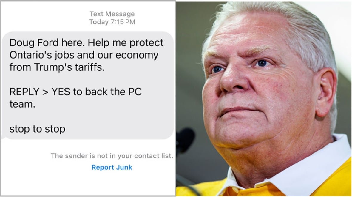The Ontario PCs are sending unsolicited texts to some voters, offering in follow-up messages to provide a voting location on election day. The texts are allowed under Ontario election law and were also used by the PC campaigns in 2018 and 2022.