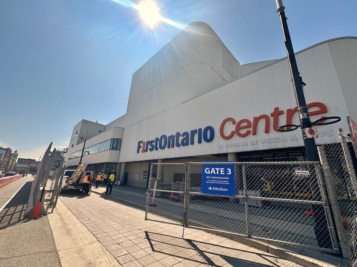 firstontario-centre Arena with construction out front