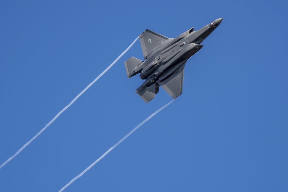 germany-us-air-force A U.S. F-35 fighter jet flies over the Eifel Mountains near Spangdahlem, Germany, Wednesday, Feb. 23, 2022. The U.S. Armed Forces moved stealth fighter jets to Spangdahlem Air Base a few days ago. The aircraft, built by the U.S. company Lockheed-Martin, is considered the most modern stealth fighter aircraft in the world.