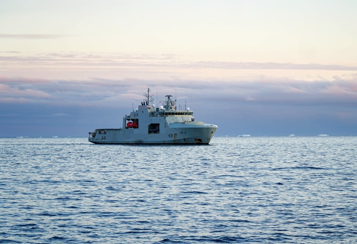 hmcs-margaret-brooke-1 A ship cruises through Antarctica.
