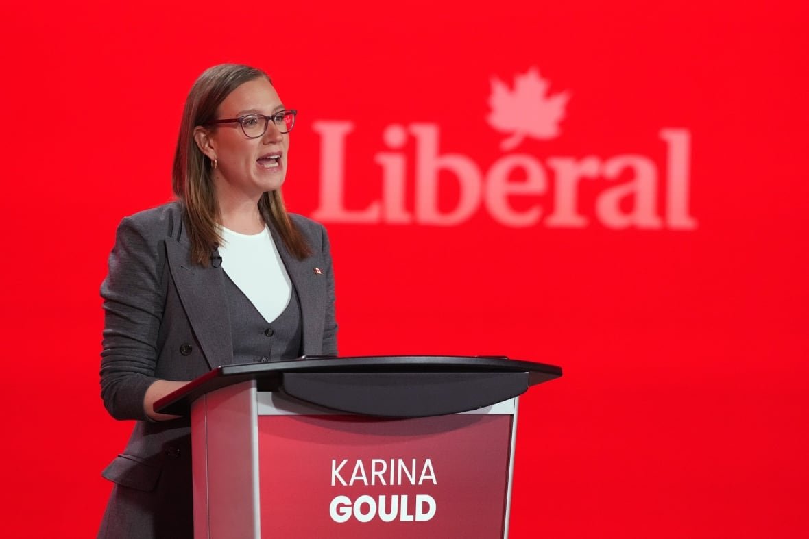 karina-gould Liberal Party of Canada leadership candidate Karina Gould takes part in the French-language Liberal Leadership debate in Montreal, Monday, Feb. 24, 2025. The Federal Liberals will pick a new leader on March 9.