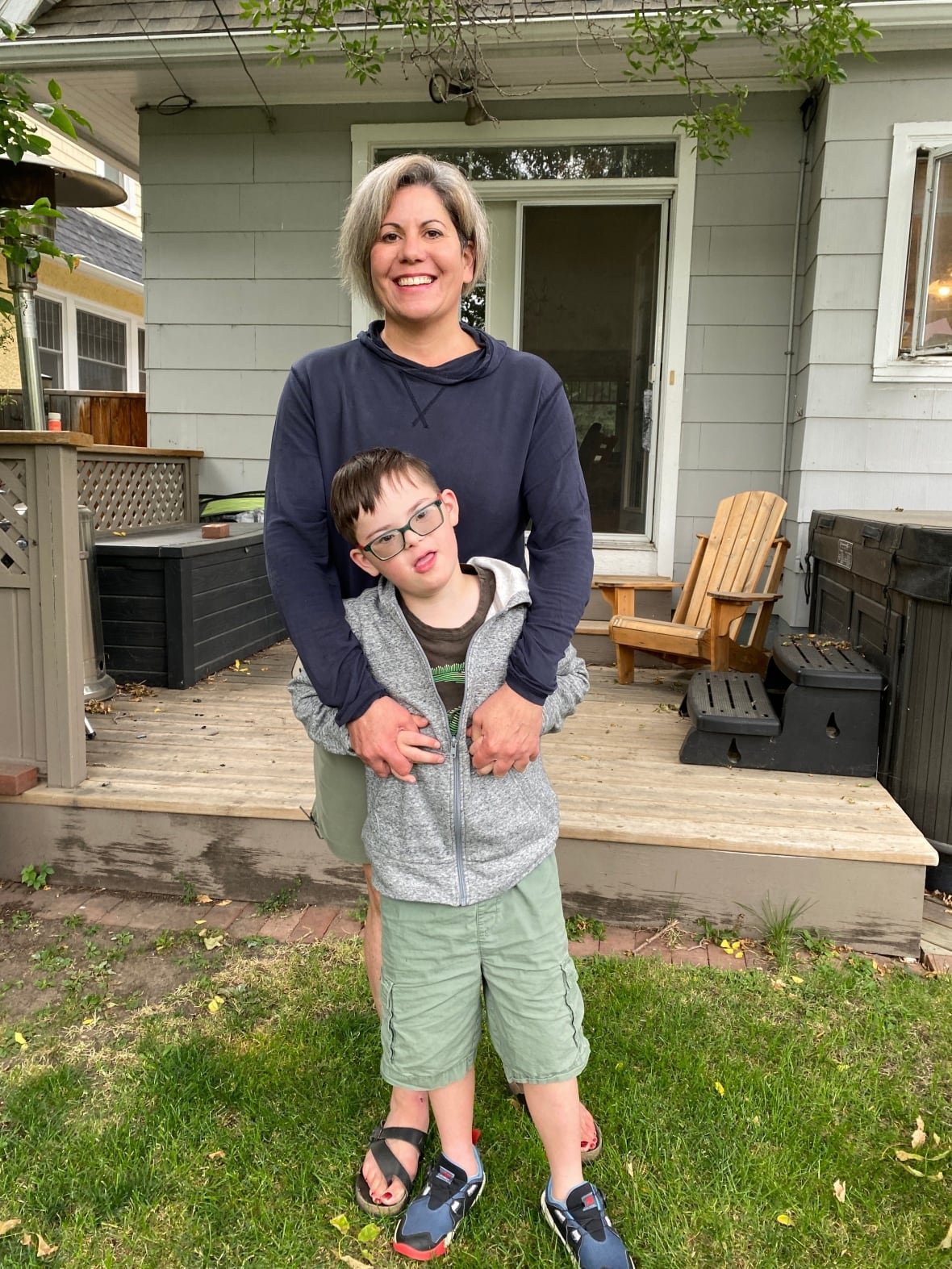 A woman with her son.