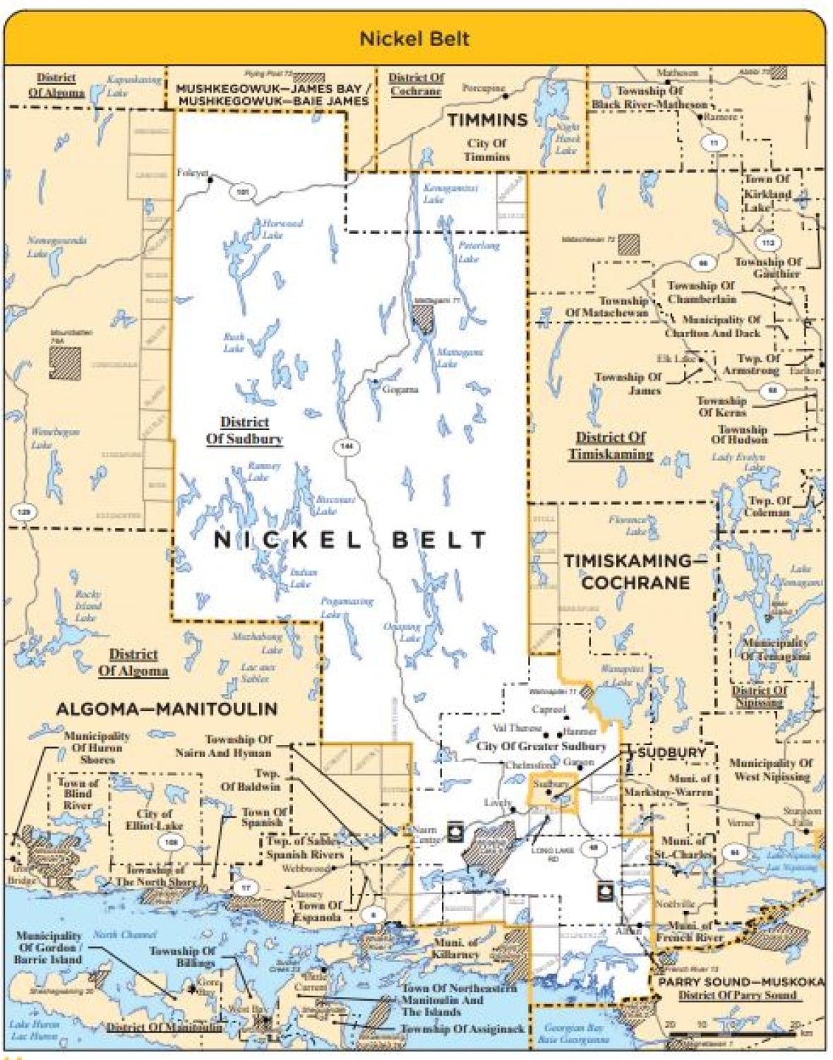 a riding map of the Nickel Belt area