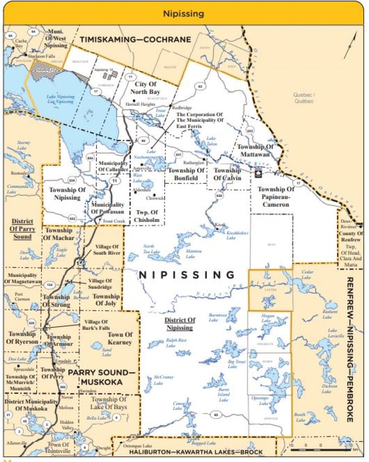 a riding map of the Nipissing area