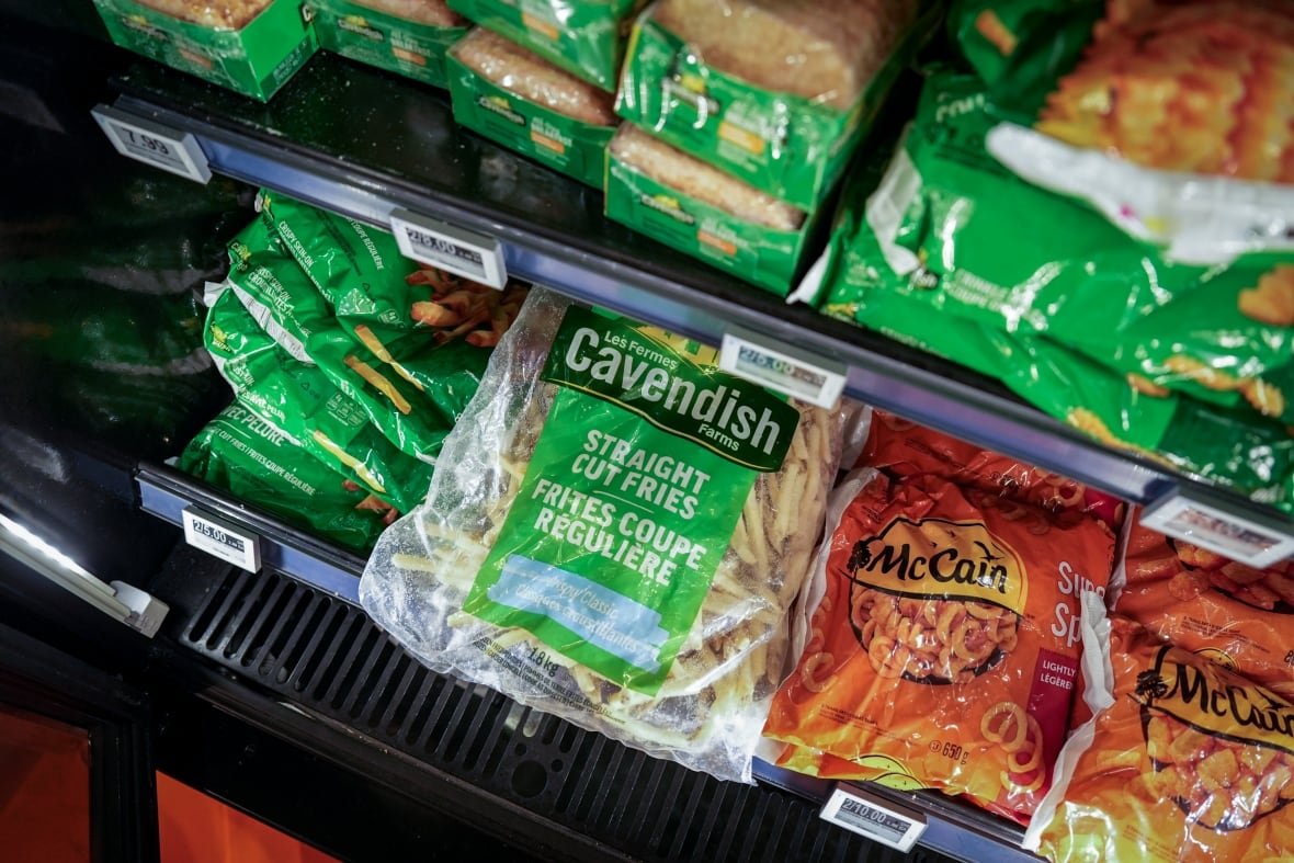 Cavendish and McCain branded potato products are pictured at a grocery store.