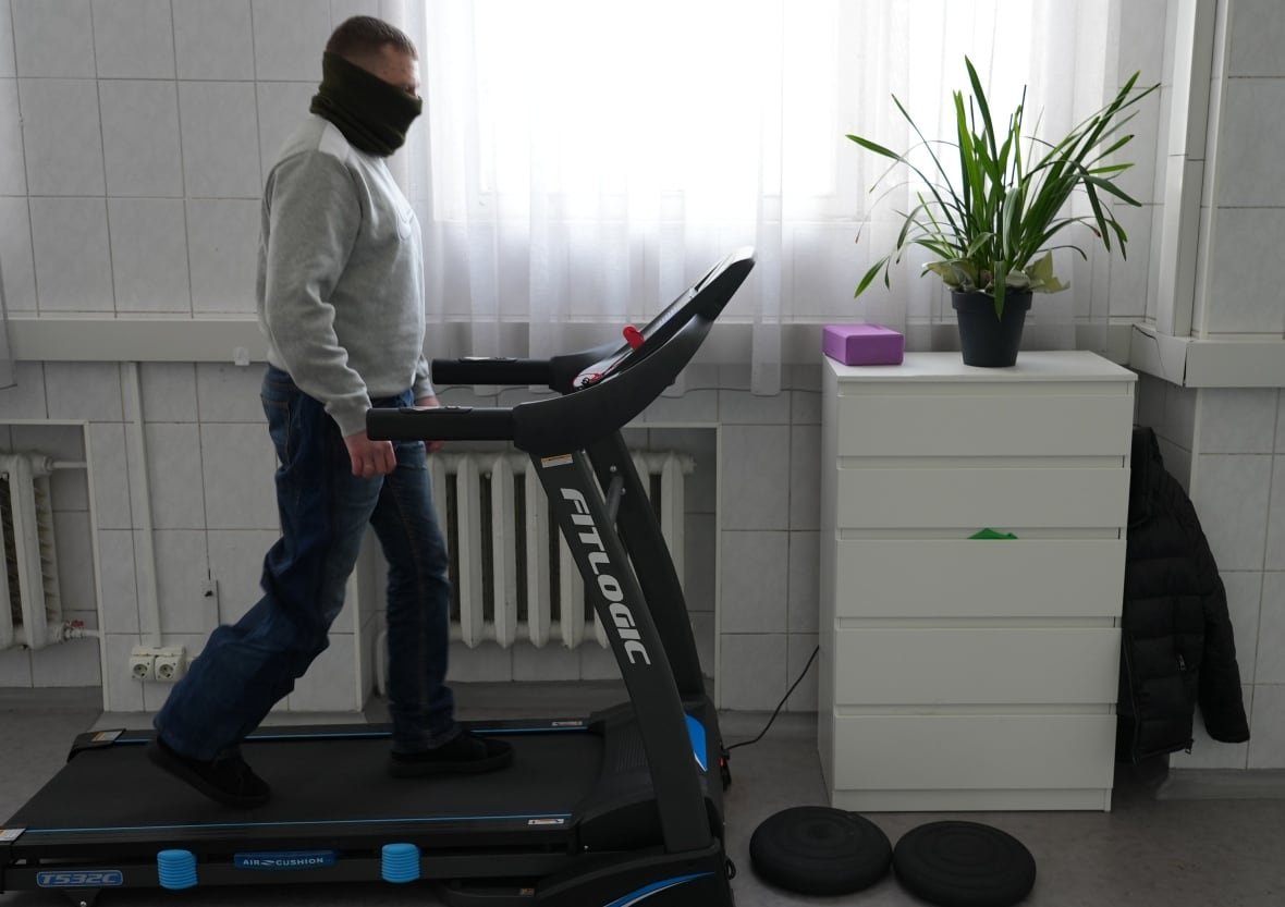 "Serhei" suffered debillitating wounds to his lower body while on the front lines in Donetsk 19 months ago.  He is slowly relearning how to walk.