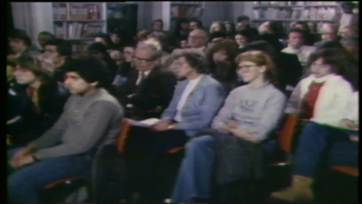 uranium-public-meeting People listen to a speaker during a meeting in Halifax in 1981.
