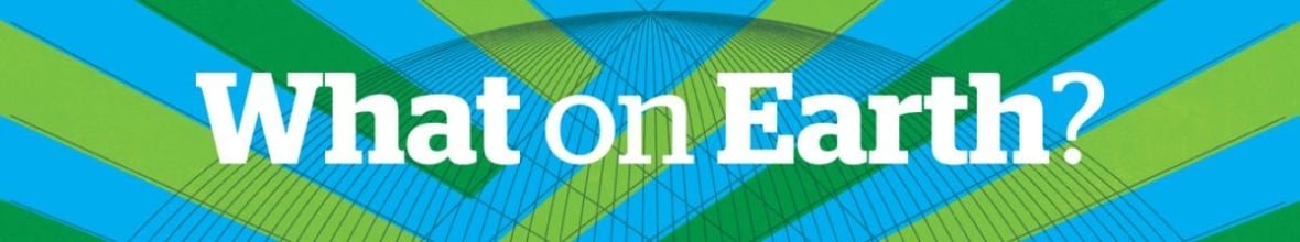 what-on-earth-logo-slimmer-1 The words What On Earth? with blue and green stripes in the background.
