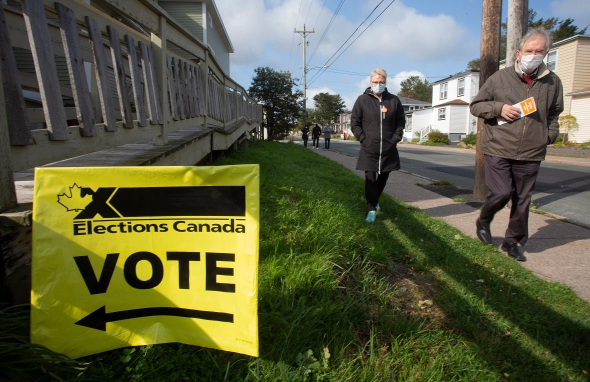 federal-election-day-nl-20210920 An elections Canada sign in Newfoundland