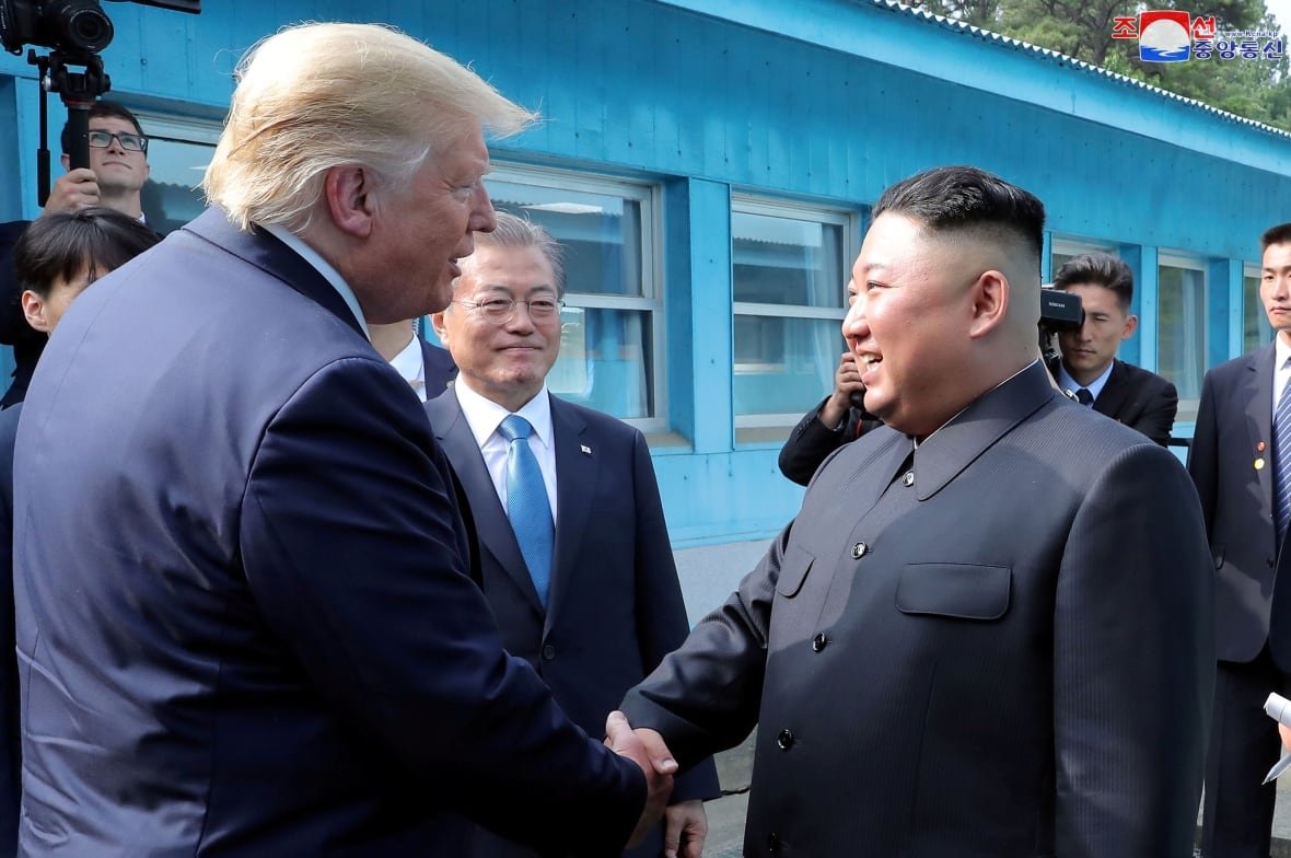 northkorea-usa-talks U.S. President Donald Trump shakes hands with North Korean leader Kim Jong Un as they meet at the demilitarized zone (DMZ) separating the two Koreas, in Panmunjom, South Korea, June 30, 2019.