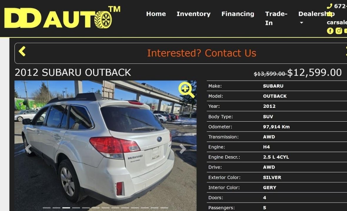 dd-auto-subaru-2012 Online ad showing a white SUV for sale.