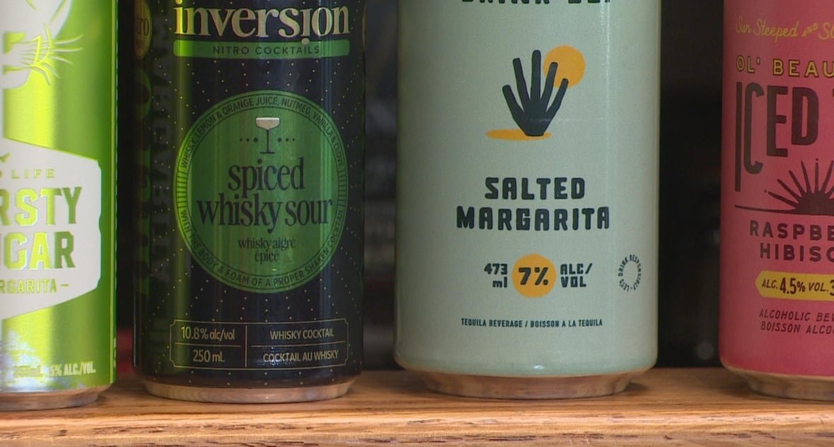 high-alcohol-percentage-drinks a variety of ready-to-drink cans with different alcohol percentages on a shelf
