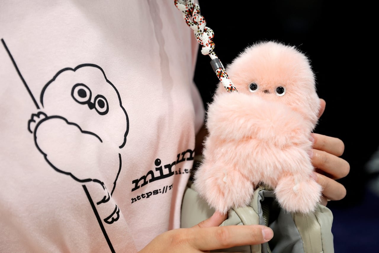 default-521 A pink stuffed robot.