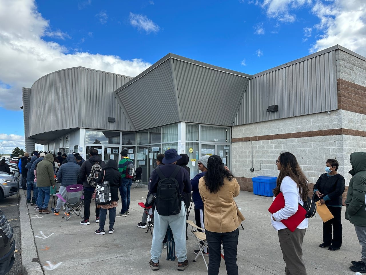 default-390 Line up outside Brampton BLS international for OCI applications.