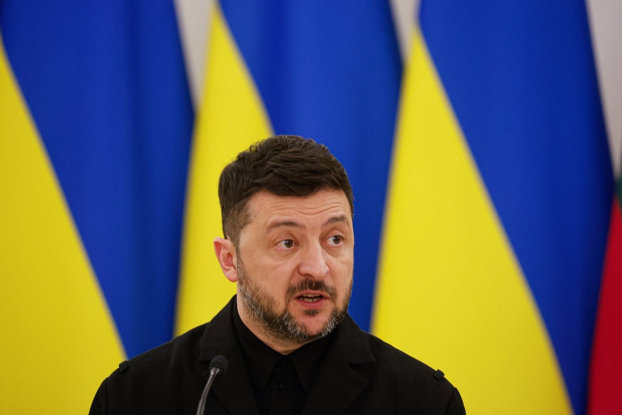 default-148 Ukraine's President Volodymyr Zelenskyy speaks during a press conference